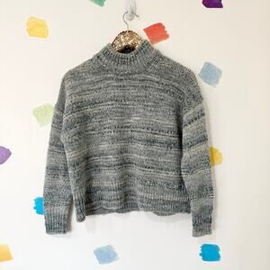 XXS J.Crew Blue Green Oversized Wool Blend Turtleneck Sweater